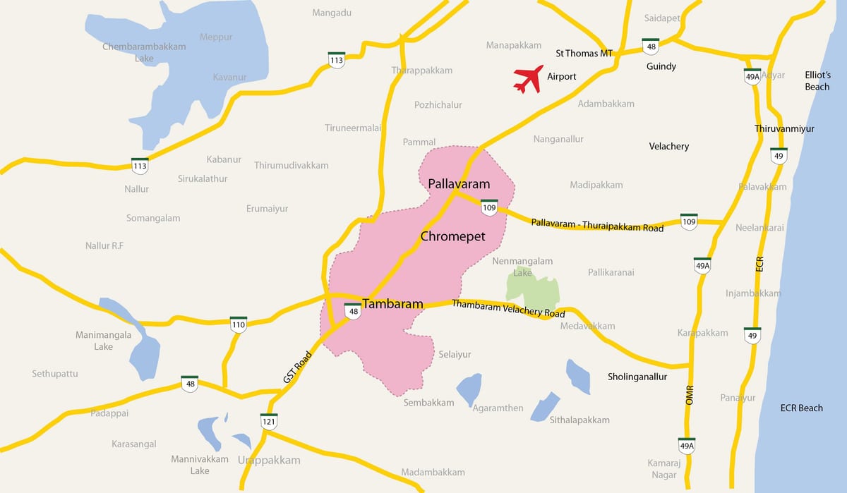 نقشہ کے Tambaram چنئی